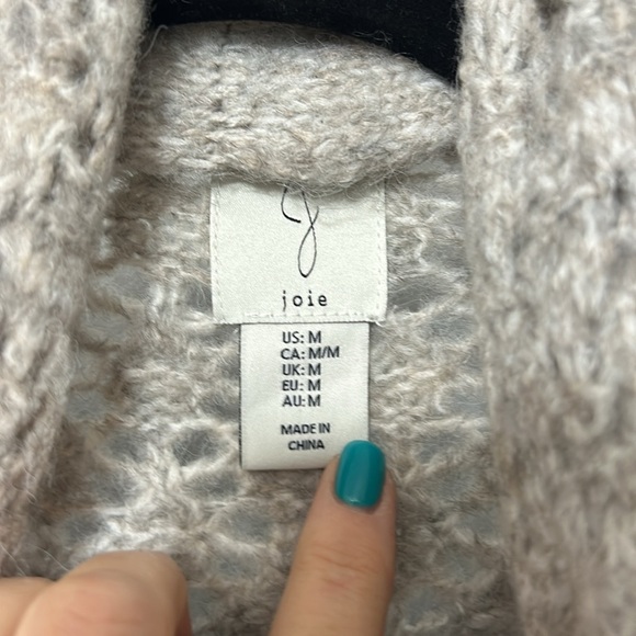 JOIE GRAY OPEN FRONT OPEN STITCH LONG CARDIGAN JACKET OVERSIZED MEDIUM - Picture 2 of 4